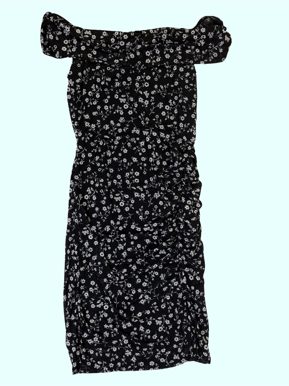 Black Floral Off-Shoulder Midi Dress